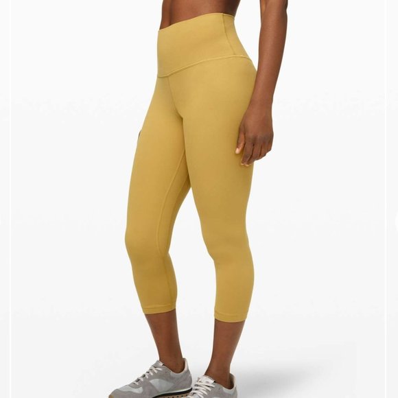lululemon athletica Pants - Lululemon Align Crop Leggings Size 2 Grape Leaf Yellow / Green High Waisted Nulu